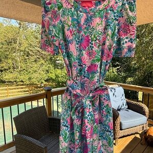 Lilly Pulitzer Harriet Mandevilla Baby Paradise Petals Terry  Midi Dress Size XL